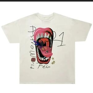 Travis Scott White and Pink Short Sleeve Tee
